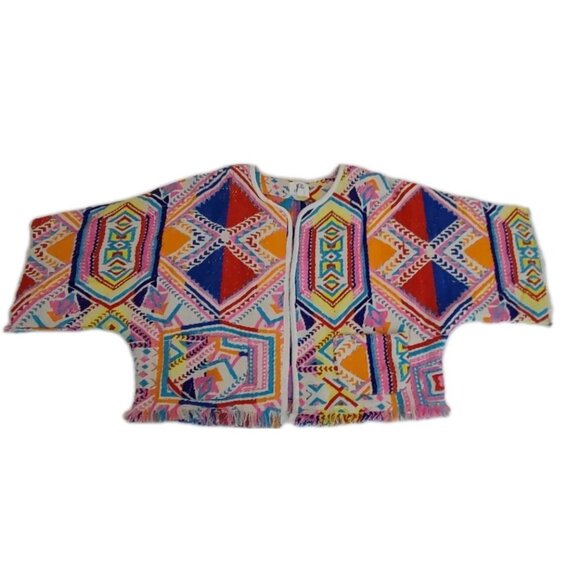 Anthropologie DRA GEO KIMONO Los Angeles Top Size Medium Multicolor 3/4 Sleeve - Picture 3 of 13